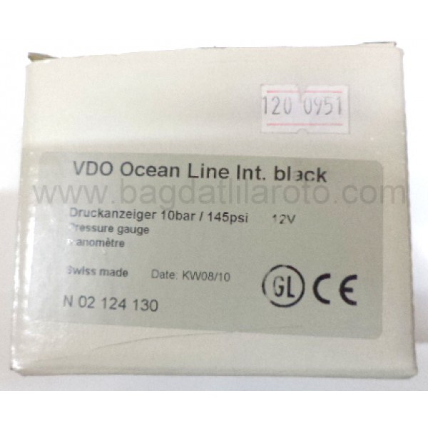 Yağ saati 12V 10 bar çap 52mm VDO MARINE N02 124 130 