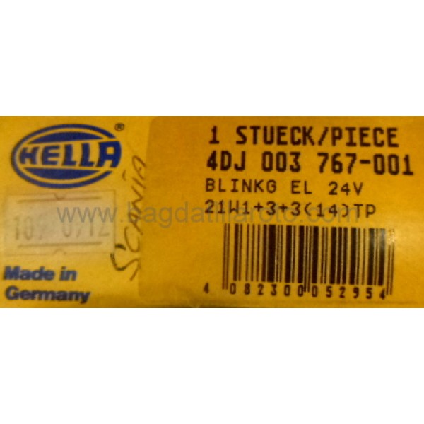 Elektronik flaşör 24V 13 uçlu soketli SCANIA 4DJ 003 767-001 HELLA